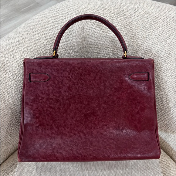 Authentic HERMES KELLY 32 Burgundy Leather courchevel Rouge Ash - Picture 13 of 16